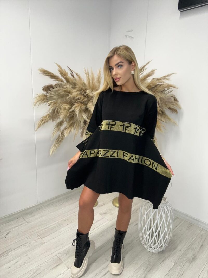 Czarna dzianinowa sukienka Paparazzi Fashion 569-PF