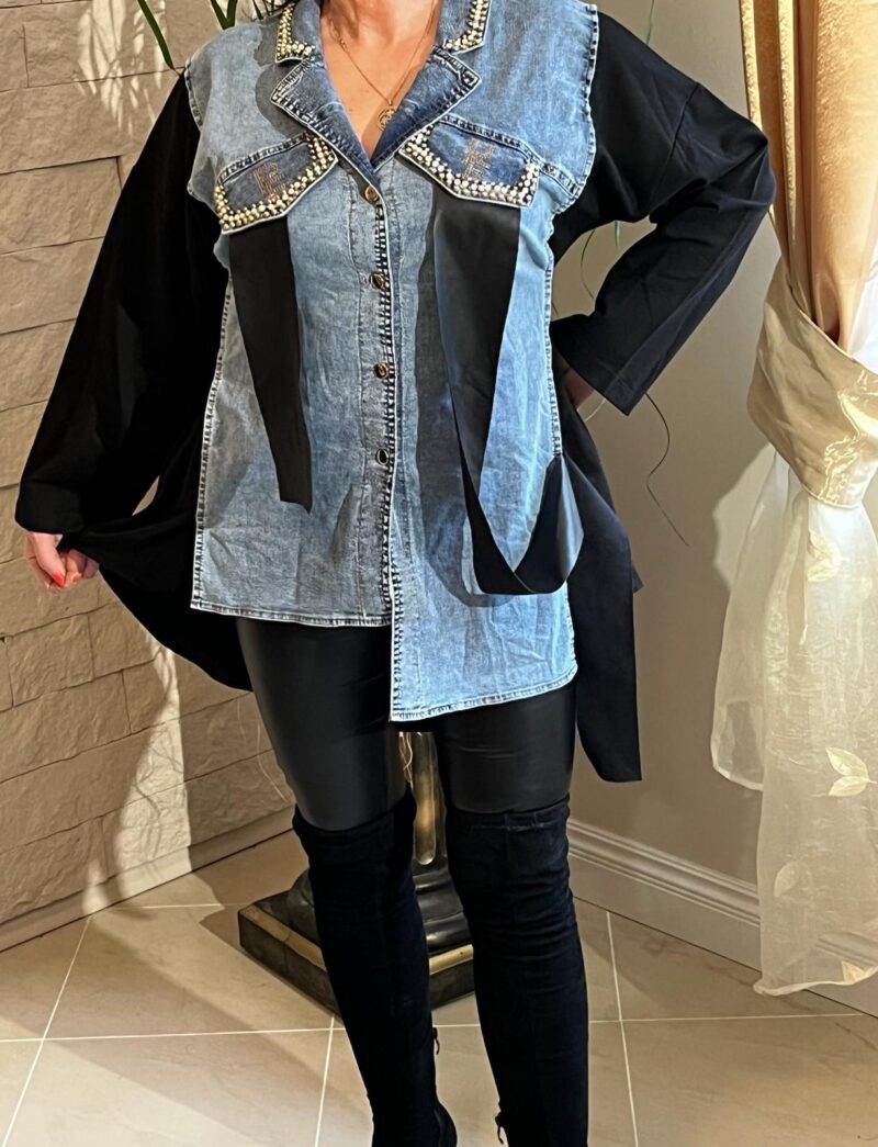 Koszula jeansowo dzianinowa Paparazzi Fashion 2415-PF