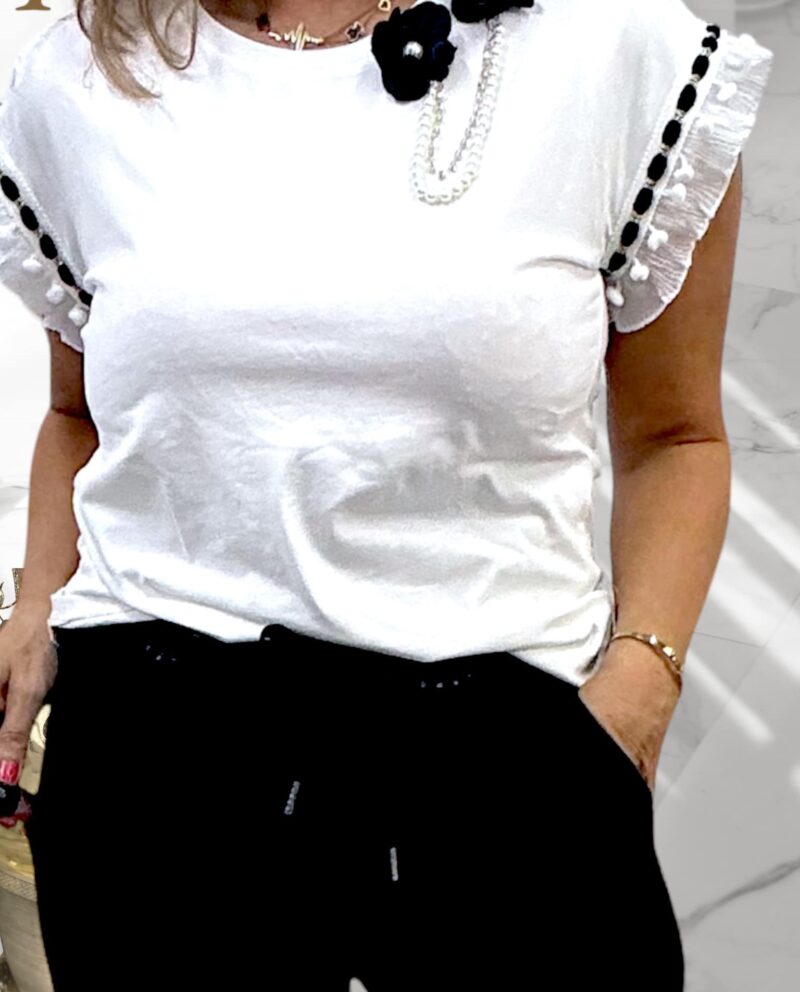 Bluzeczka z dopinanymi kwiatkami (moda włoska) 3703-MW