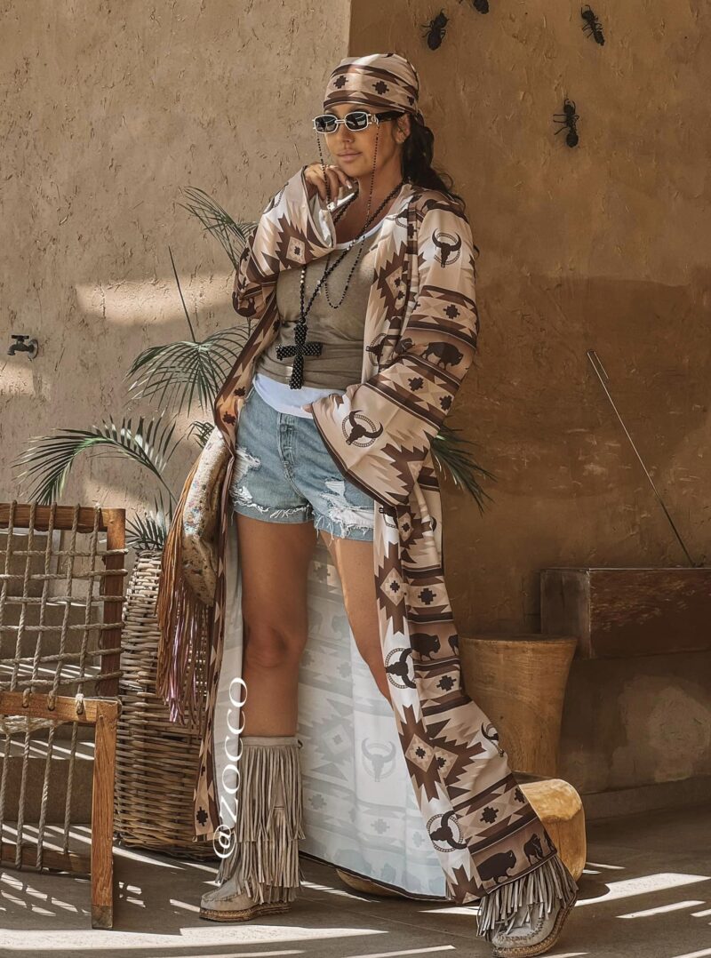 Maxi tunika Boho z regulacją w pasie Zocco 2996/Z