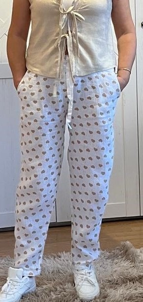 Lniane spodnie w serduszka(moda włoska) 5043-MW