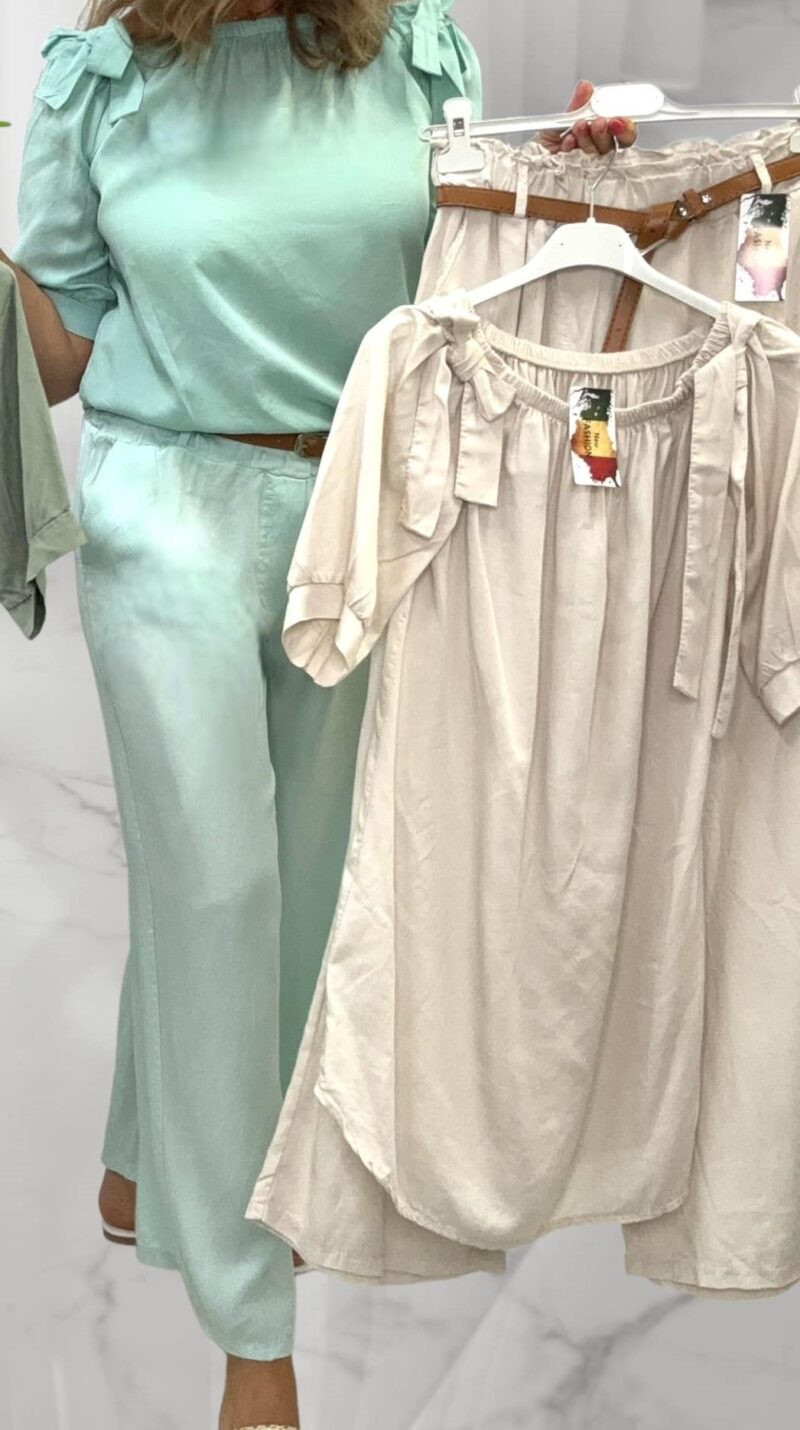 Bluzeczka z kokardkami beżowa (moda włoska) 6029-MW