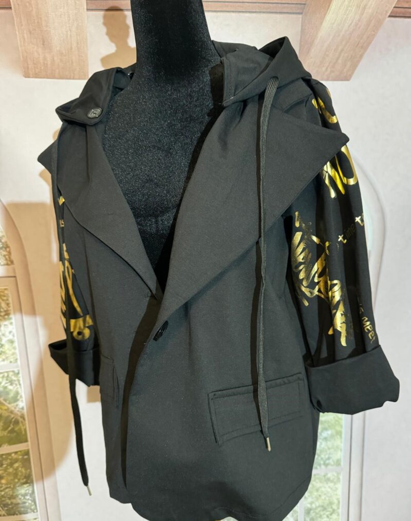 Sportowa marynarka czarna (moda włoska) 6548-MW