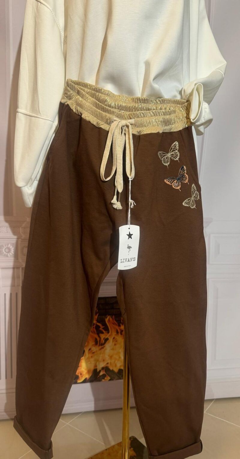 Sportowe spodnie z motylkami(moda włoska) 6812-MW