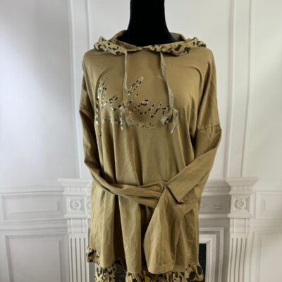 Bluza z kapturem panterka (moda włoska) 7074-MW