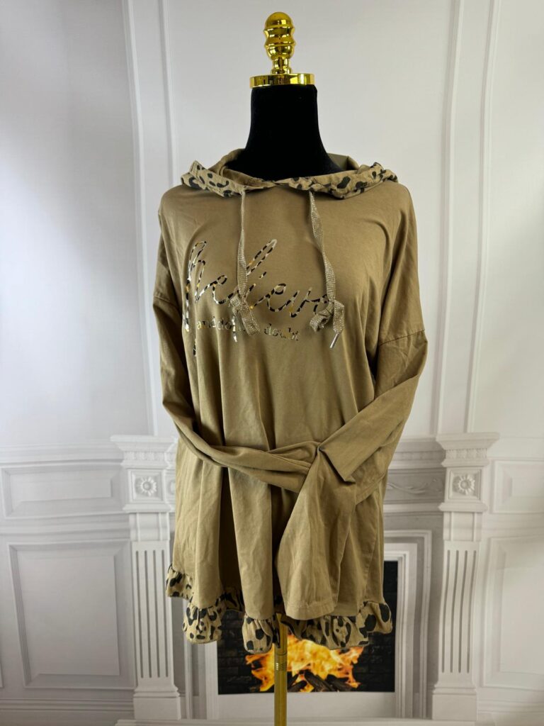 Bluza z kapturem panterka (moda włoska) 7074-MW - zdjęcie 1