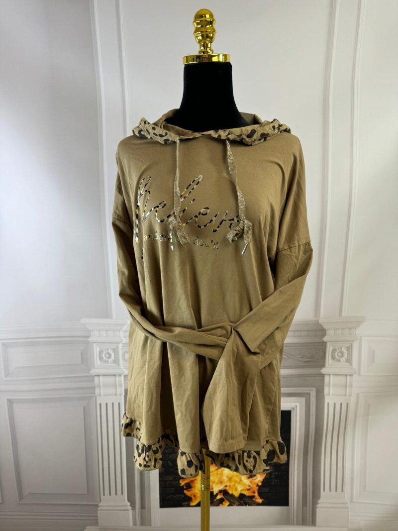 Bluza z kapturem panterka (moda włoska) 7074-MW