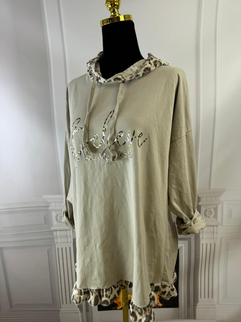 Bluza z kapturem panterka (moda włoska) 7075-MW - zdjęcie 1