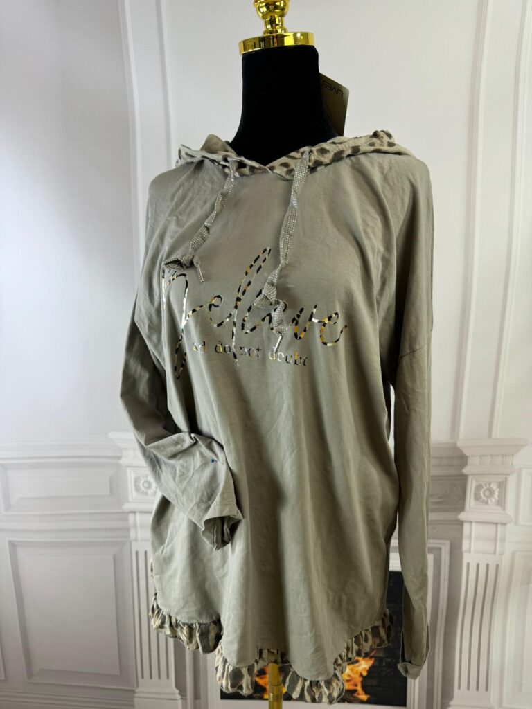 Bluza z kapturem panterka (moda włoska) 7076-MW - zdjęcie 1