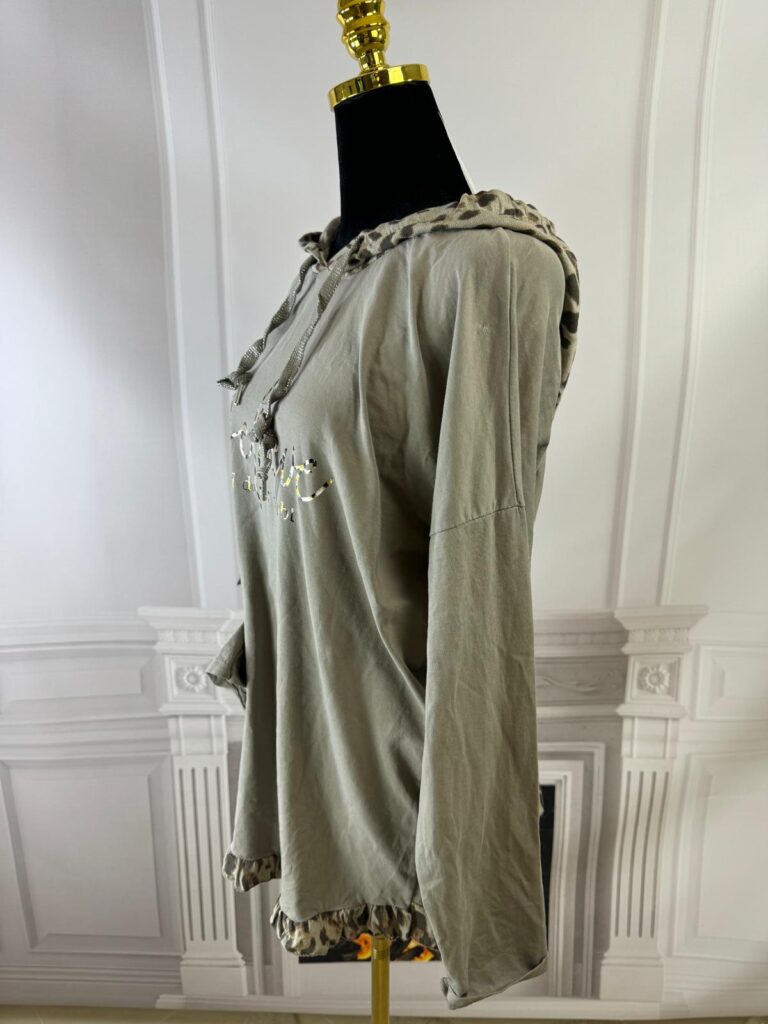 Bluza z kapturem panterka (moda włoska) 7076-MW - zdjęcie 2