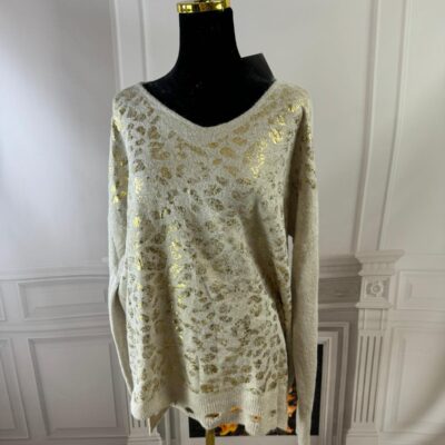 Sweterek ze złotymi nadrukami (moda włoska) 8391-MW