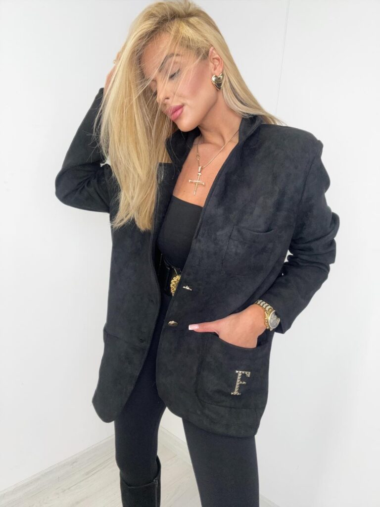 Zamszowa marynarka Paparazzi Fashion 9458-PF - zdjęcie 3