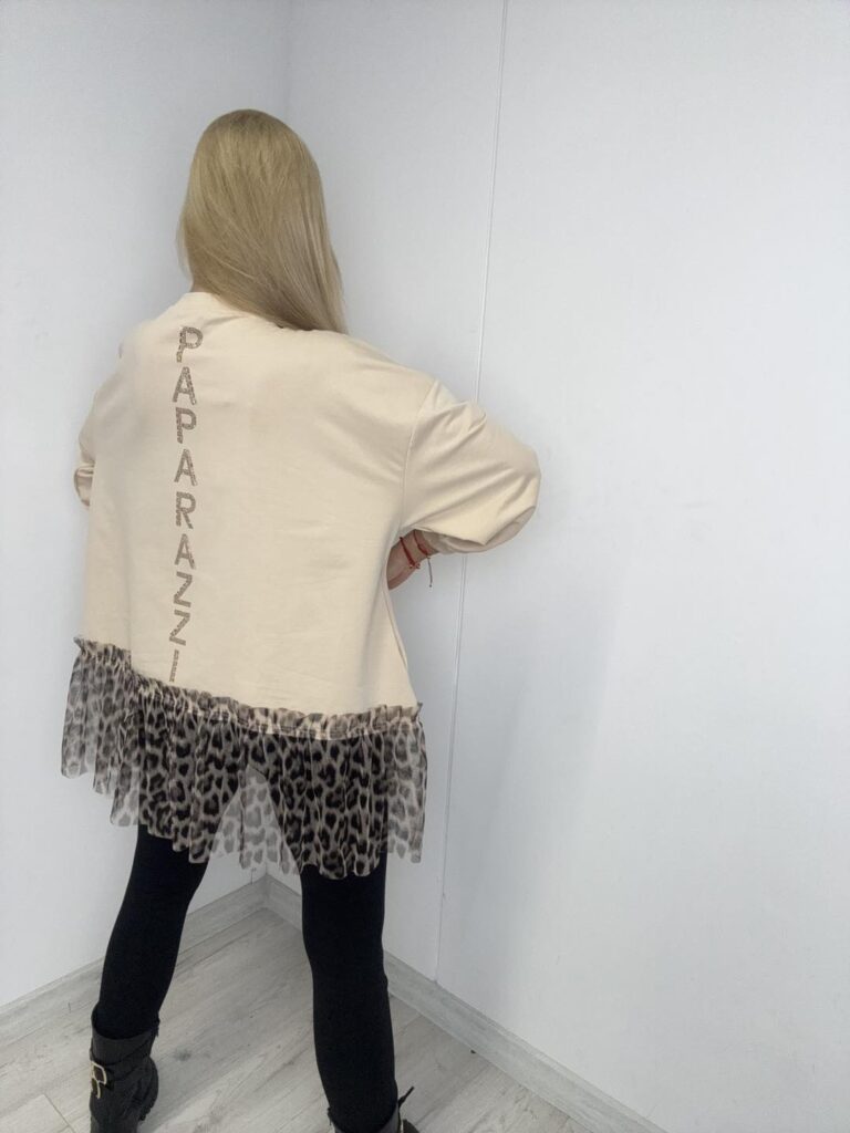 Bluza z panterkową falbanką Paparazzi Fashion 9718-PF - zdjęcie 4