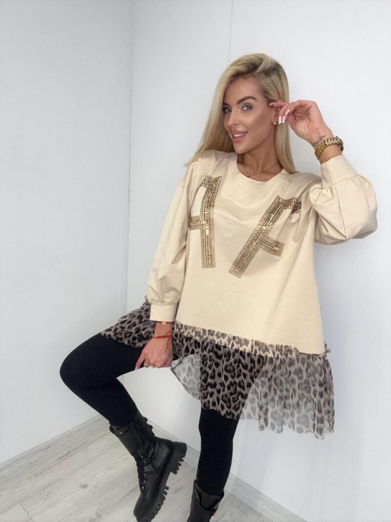 Bluza z panterkową falbanką Paparazzi Fashion 9718-PF