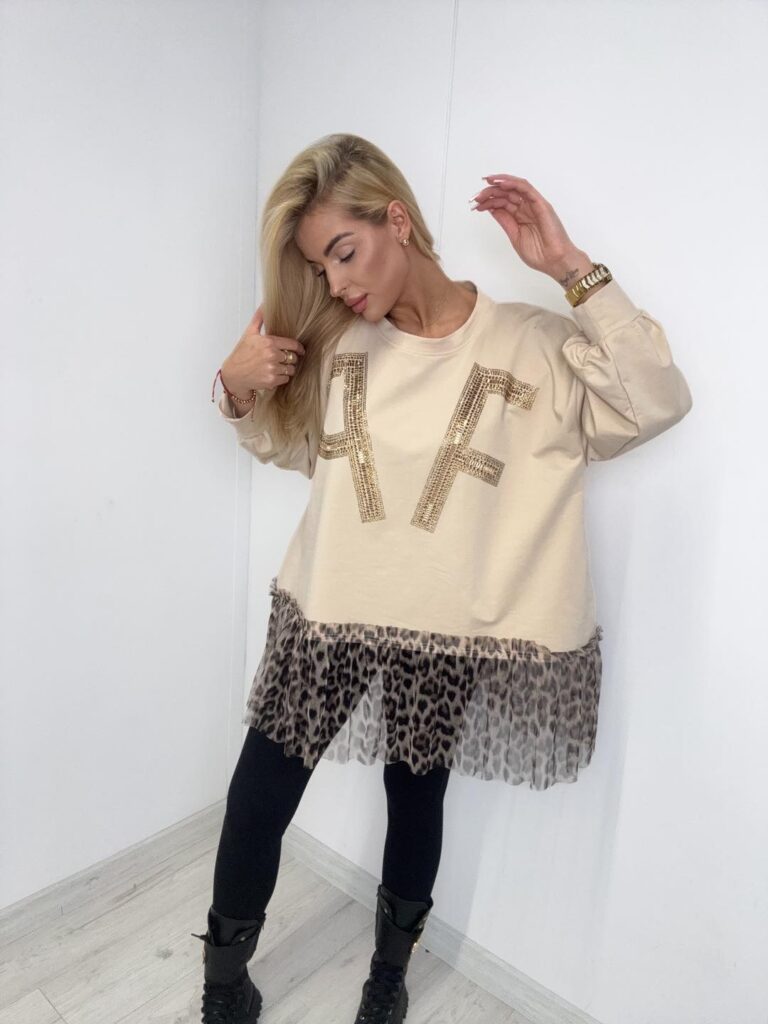 Bluza z panterkową falbanką Paparazzi Fashion 9718-PF - zdjęcie 2