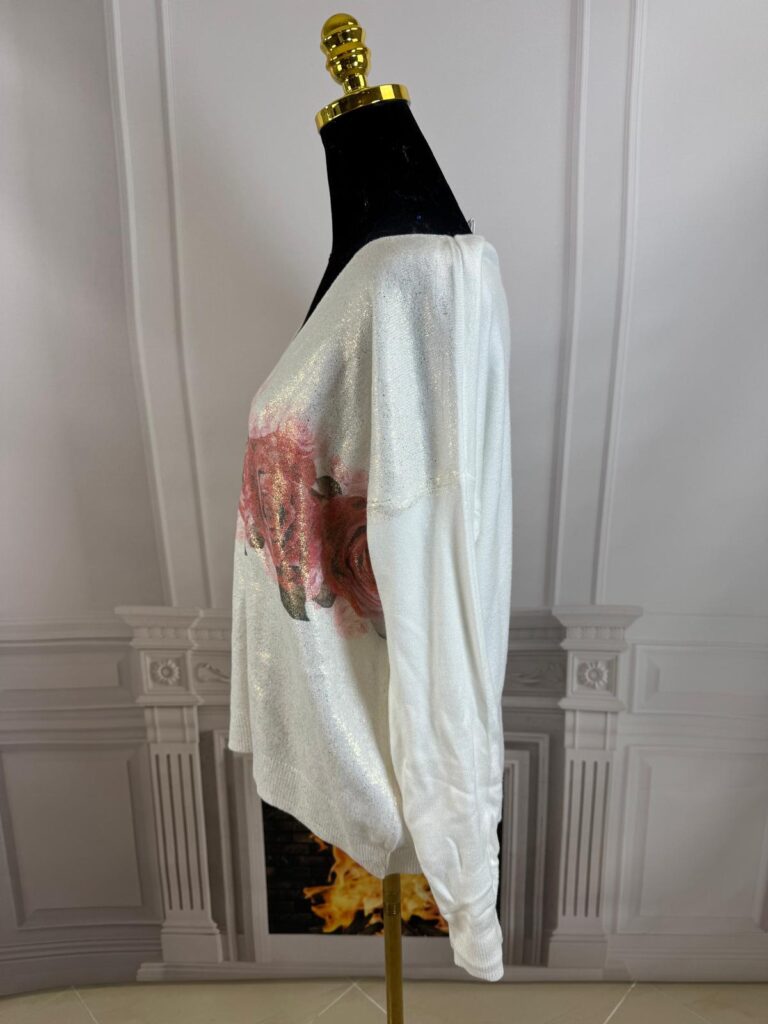 Sweterek  w róże Moda Włoska 10343-MW - zdjęcie 3