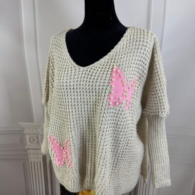 Sweterek z motylkami Moda Włoska 10352-MW