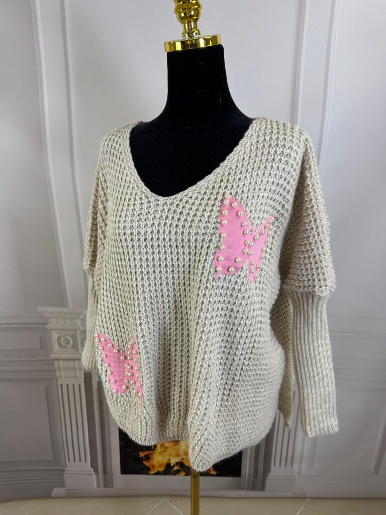 Sweterek z motylkami Moda Włoska 10352-MW - zdjęcie 1