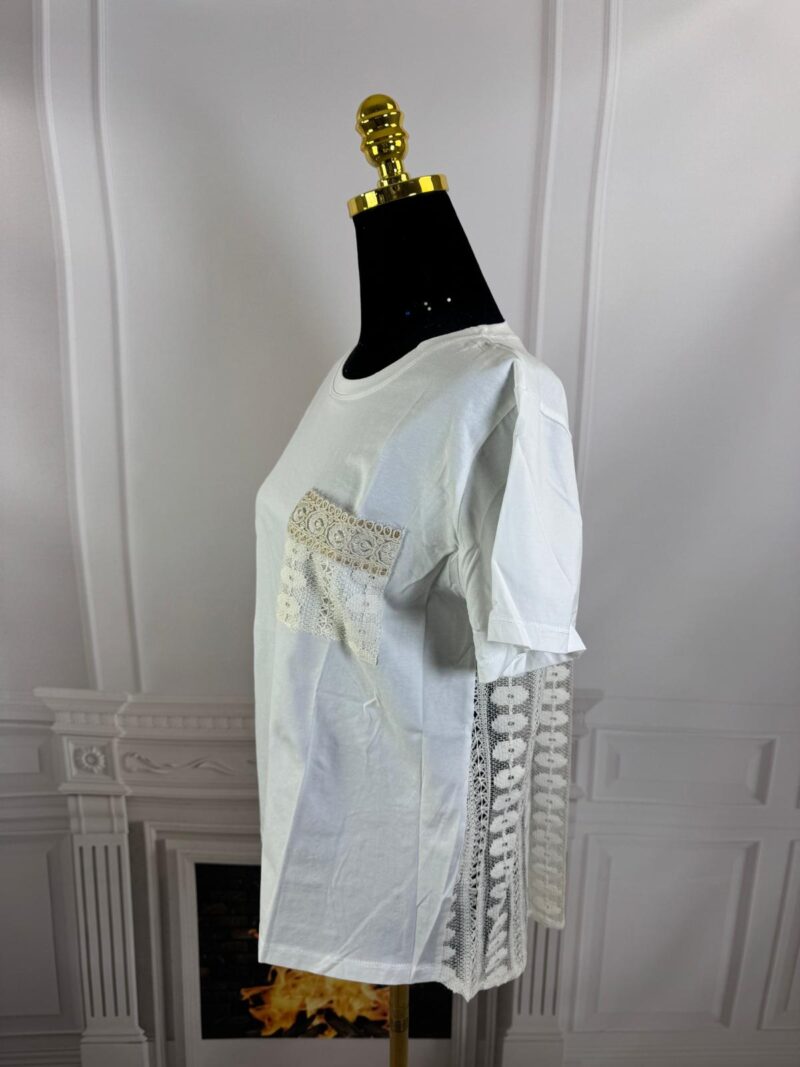 T-shrt z koronką Moda Włoska 11470-MW