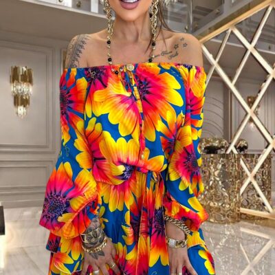 Sukienka Print „Carmina ”Lola Bianca 13409-LB